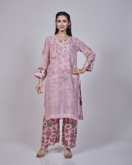 Blush Garden Organza Layered Kurta Set