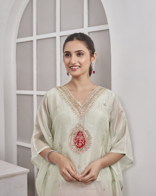 Blush Bloom Ombre Kaftan Co-ord Set with Straight Pants