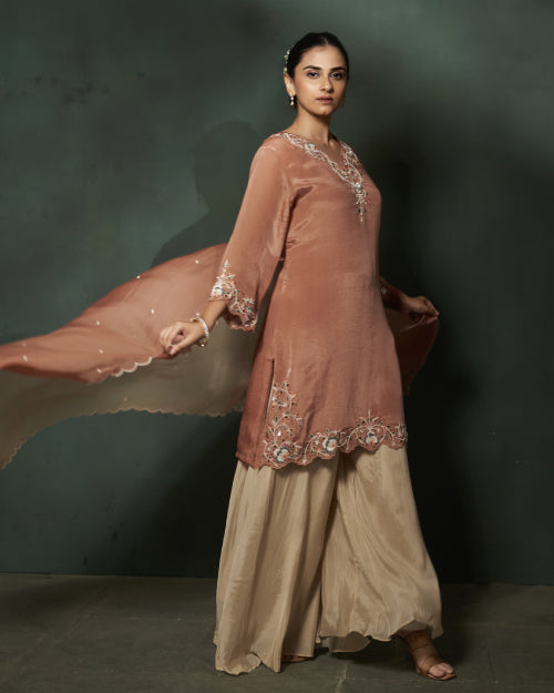 Ivory Meadow Organza Layered Kurta Set