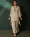 Assymetrical Off-White Kurta Co-ord Set with Straight Pants