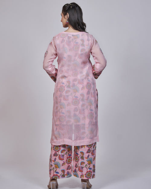 Blush Garden Organza Layered Kurta Set
