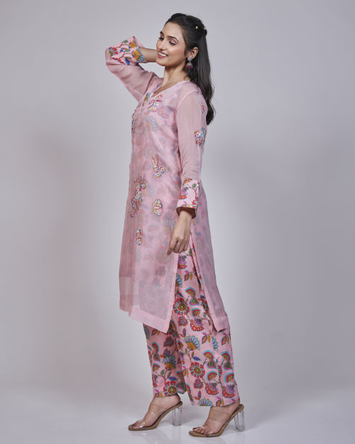Blush Garden Organza Layered Kurta Set