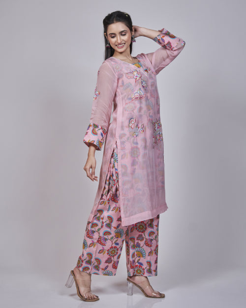 Blush Garden Organza Layered Kurta Set