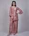Rose Petal Mul Chanderi Embroidered Co-Ord Set With Wide-Leg Pants