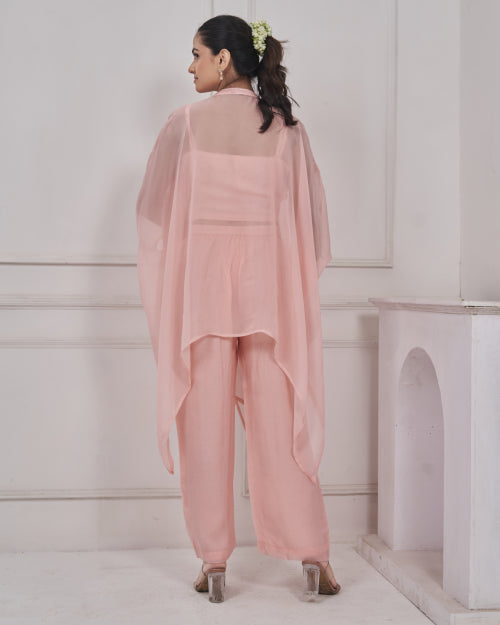 Blush Petal Cape with Straight Pants