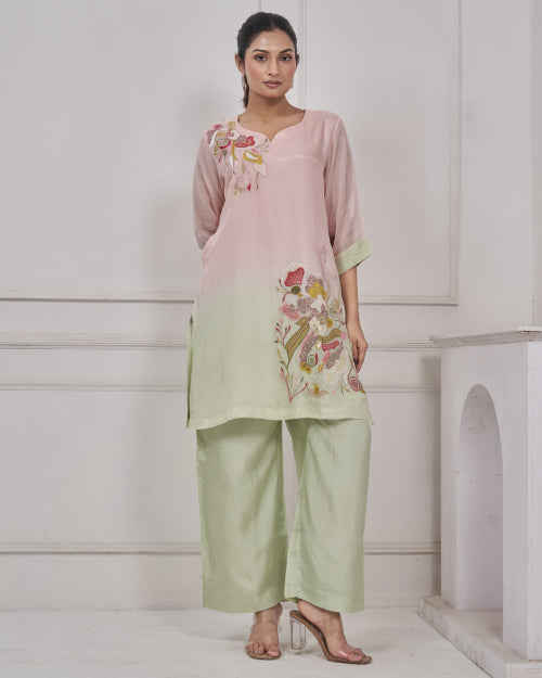 Blush Meadow Embroidered Kurta & Palazzo Set