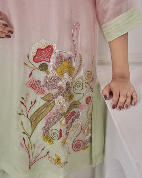 Blush Meadow Embroidered Kurta & Palazzo Set