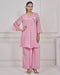 Blush Petal Embellished Organza Co-Ord Set with Wide-Leg Palazzo Pants