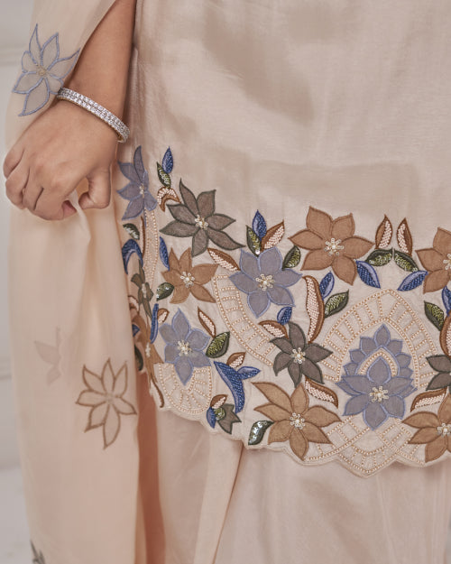 Floral Symphony Embroidered Co-Ord Set with Dupatta