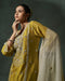 Mustard Zaria Mirror Work Kurta Set With Straight-Fit Pants  & Ivory Chiffon Mirror Work Dupatta Dupatta Set
