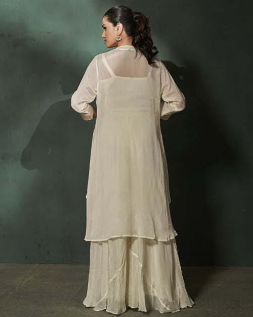 Ivory Bloom Jacket & Palazzo Co-ord Set