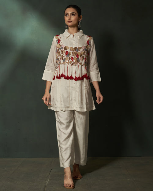 Ivory Fiesta Hand-Embroidered Co-Ord Set