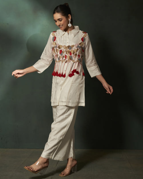 Ivory Fiesta Hand-Embroidered Co-Ord Set
