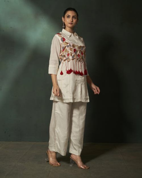 Ivory Fiesta Hand-Embroidered Co-Ord Set