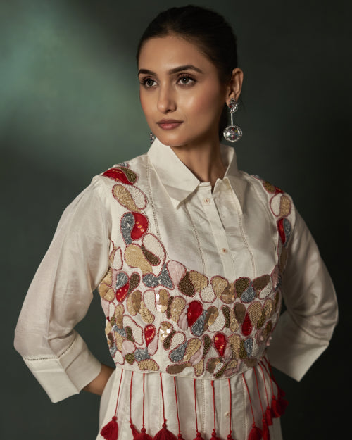 Ivory Fiesta Hand-Embroidered Co-Ord Set