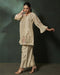 Ivory Blossom Embroidered Russian Silk Co-Ord Set With Straight-Fit Trousers
